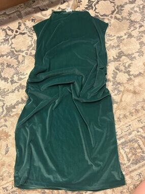 a new day Deep Green Velvet Midi Dress